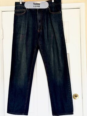 Zegna Sport Men's Straight-Leg Dark Blue Denim Jeans Size 36